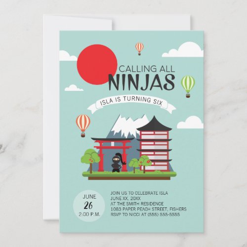 Girl Ninja Birthday Party Invitation _ Japanese