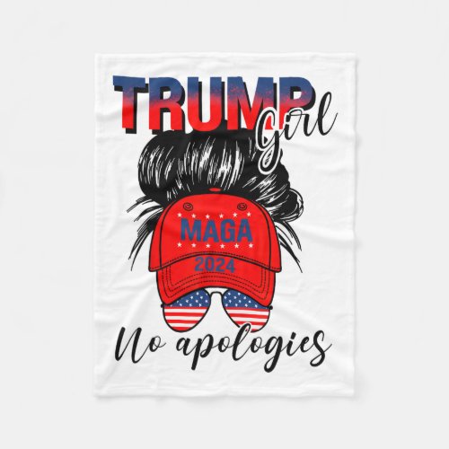 Girl No Apologies Patriotic American  Fleece Blanket