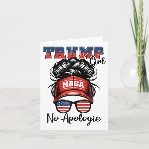 Girl No Apologies Patriotic American Funny Trump 2 Card