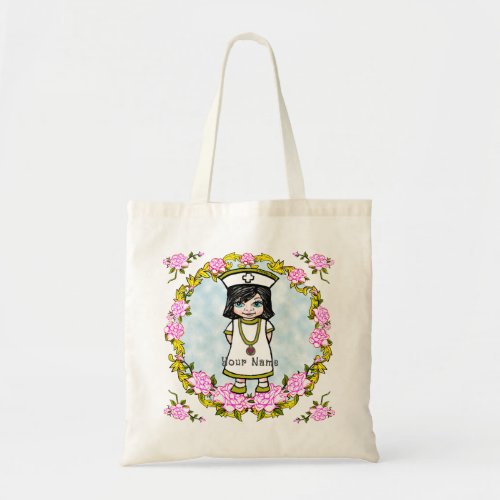 Girl Nurse Roses custom name  Tote Bag