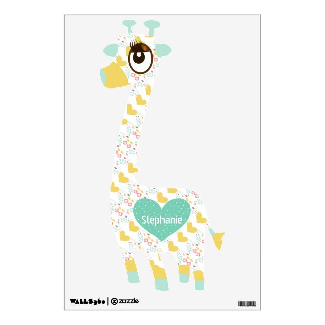 Girl Nursery Baby Personalized Giraffe Wall Decal (Front)