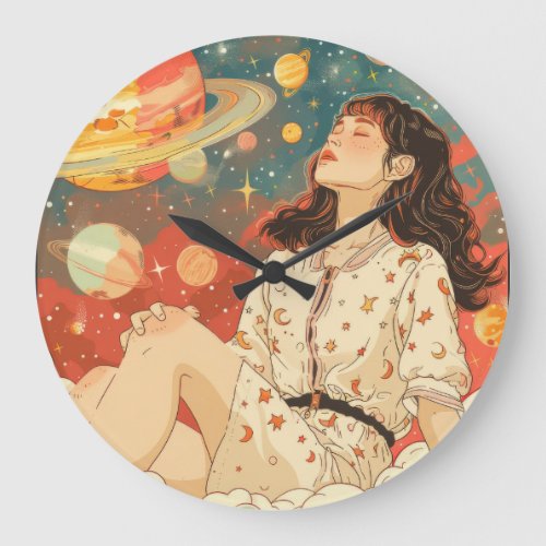 Girl of Cosmic Dreams Large Clock