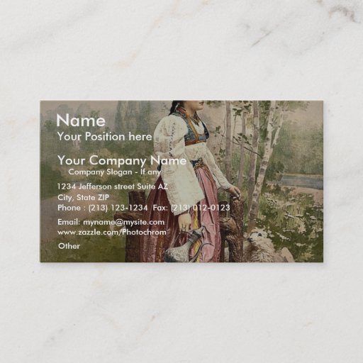 Customizable Girl of Sarajevo, Bosnia, Austro-Hungary classic P Business Card Template