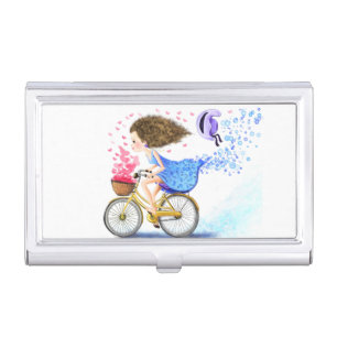 Girl On A Bike Business Card Case Romantic Love