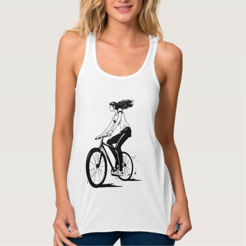 Girl on a bike design tank top