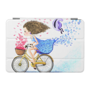 Girl On A Bike iPad Cover Romantic Love Hearts