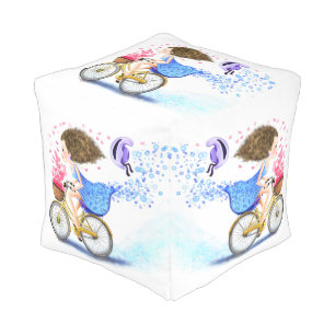 Girl On A Bike Pouf Romantic Love