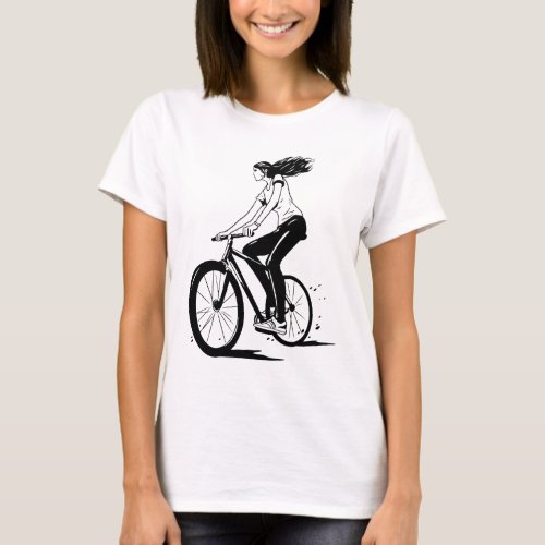 Girl on a bike t_shirt design