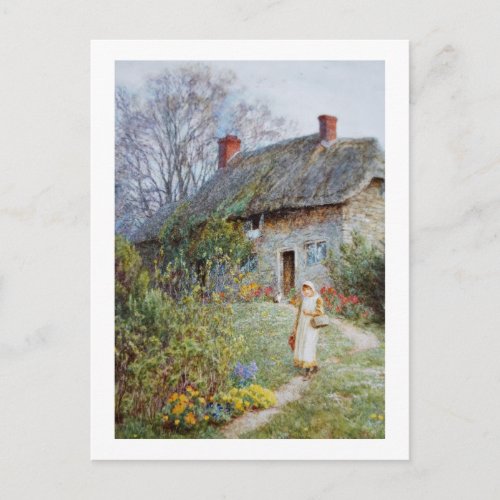 Girl on a Cottage Path Postcard