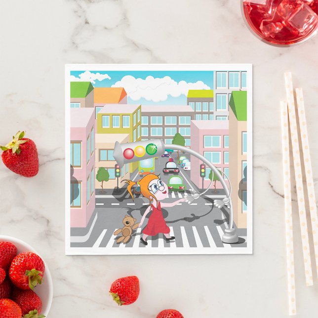 Girl On A Pedestrian Crossing Napkins (Creator Uploaded)