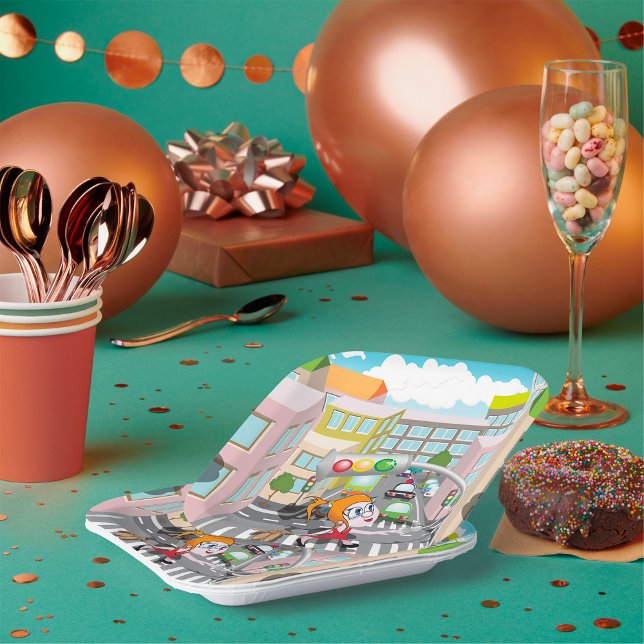 Girl On A Pedestrian Crossing Paper Plates (Creator Uploaded)