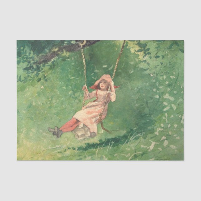 Girl on a Swing (Rural Childhood) (Winslow Homer) Tissue Paper (Front)