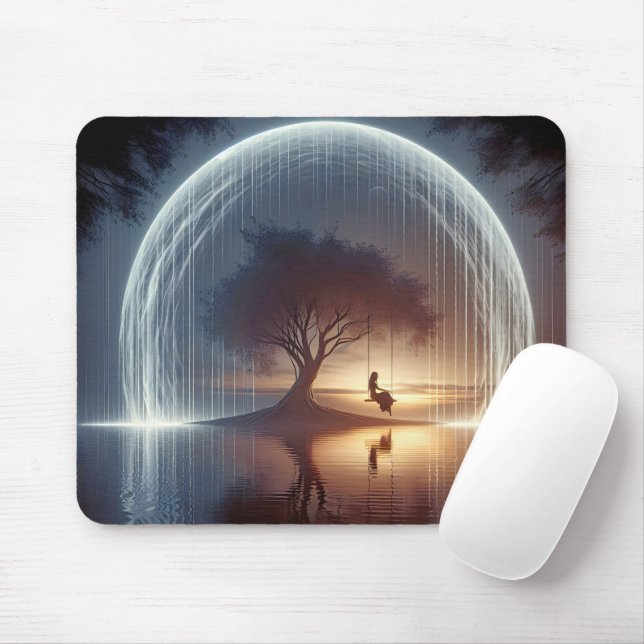 Girl On a Tree Swing With Light Trails Mouse Pad (With Mouse)
