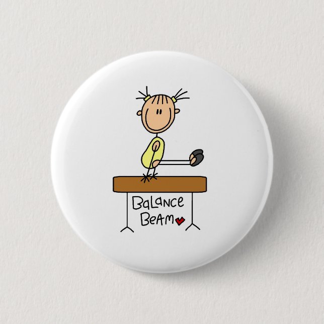 Girl on Balance Beam Pinback Button (Front)