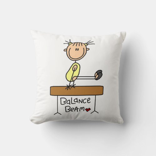 Girl on Balance Beam Throw Pillow