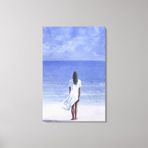 Girl on beach 1995 canvas print