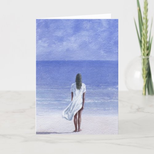 Girl on beach 1995 holiday card