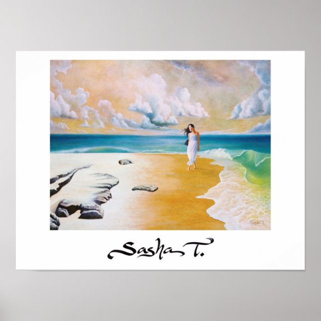 Girl on beach art print (Front)