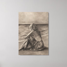 Girl on beach Canvas Print