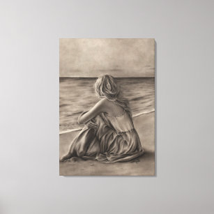 Girl on beach Canvas Print