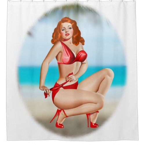 Girl on Beach Shower Curtain