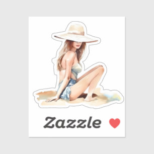 Girl on Beach Sticker
