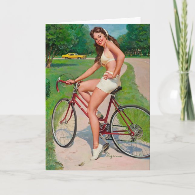 "Girl on Bicycle" Note Card (Front)