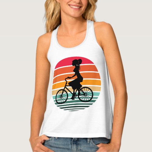 Girl On Bike Retro Sunset T_Shirt