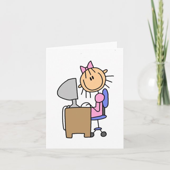 Girl on Computer Card (Front)