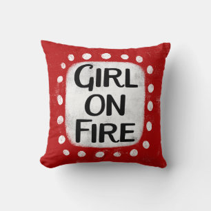 Girl On Fire Throw Pillow