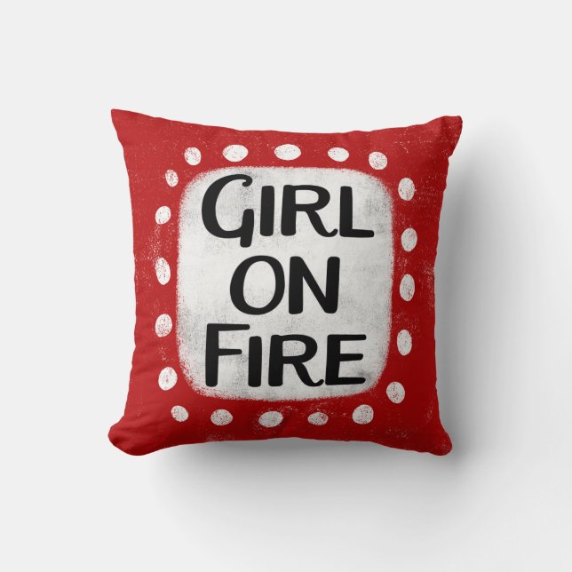 Girl On Fire Throw Pillow (Front)
