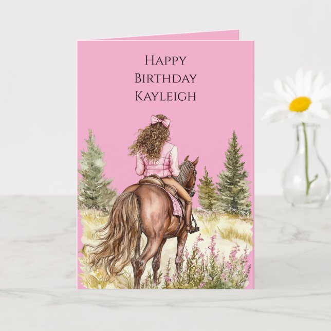 Girl On Horse Birthday Card (Small Plant)