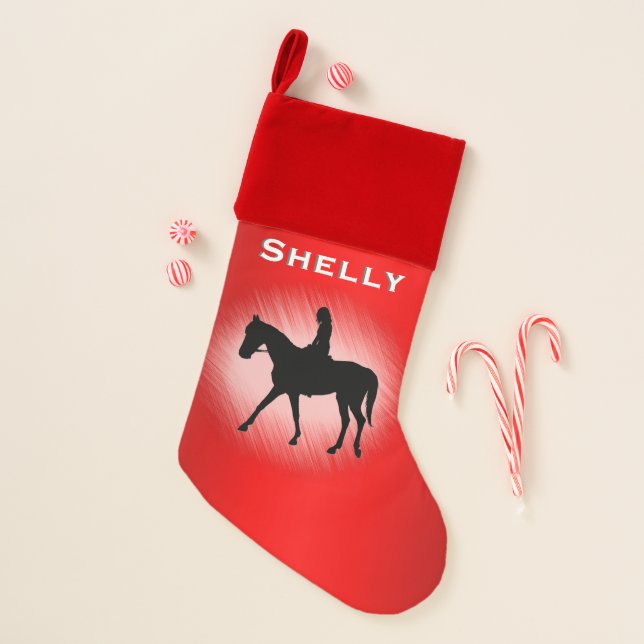Girl on Horse Name Christmas Stocking (Front)
