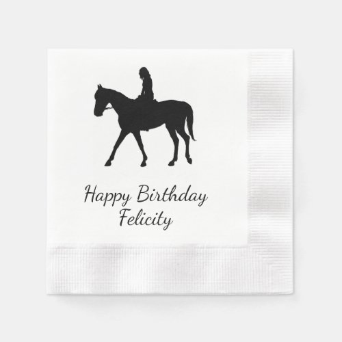Girl on Horse Personalized Paper Napkins