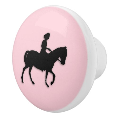 Girl on Horse  Pony Pink Ceramic Knob