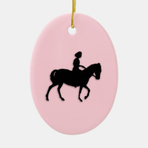 Girl on Horse / Pony Pink Ceramic Ornament