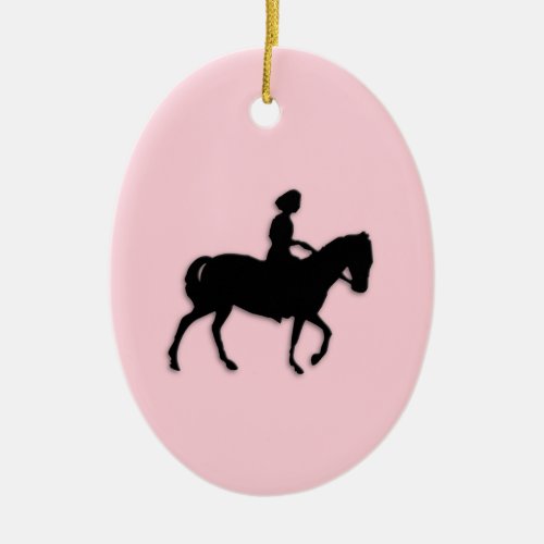 Girl on Horse  Pony Pink Ceramic Ornament