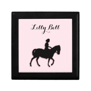 Girl on Horse / Pony Pink Name Keepsake Box