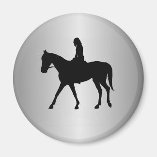 Girl on Horse Silver Magnet
