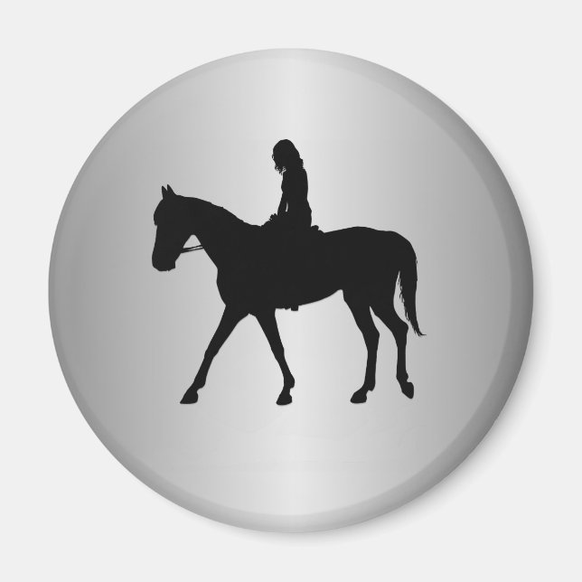 Girl on Horse Silver Magnet (Front)