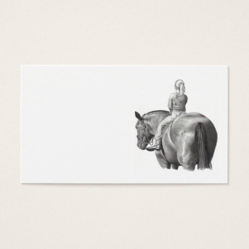 Girl on Horseback Business Card Pencil Art