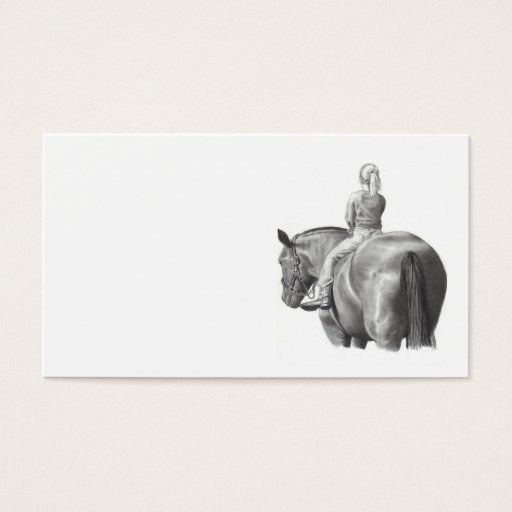 Customizable Girl on Horseback Business Card Pencil Art