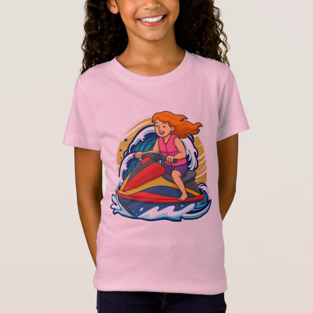 Girl on Jet Ski Adventure Design  T-Shirt (Front)