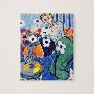 Girl on Phone with Flowers Jigsaw Puzzle