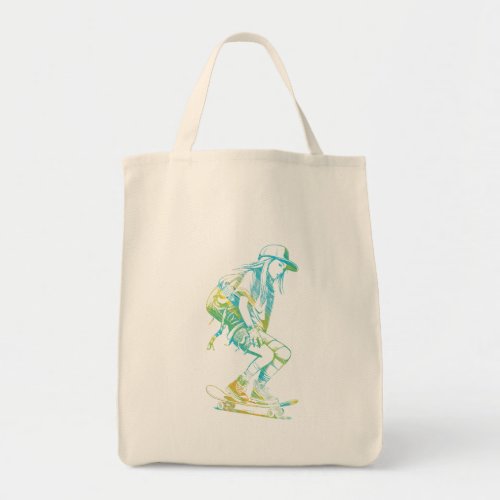 GIRL ON SKATEBOARD TOTE BAG