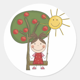 Girl on Swing T-shirts and Gifts Classic Round Sticker