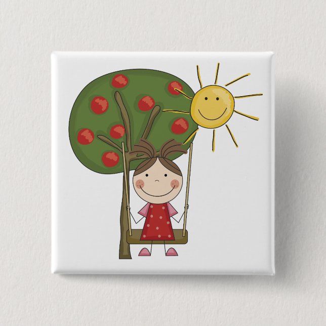 Girl on Swing  T-shirts and Gifts Pinback Button (Front)