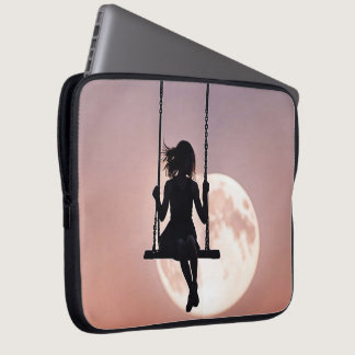 Girl On Swing With Moon Laptop Sleeve