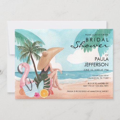 Girl On The Beach Bridal Shower  Invitation