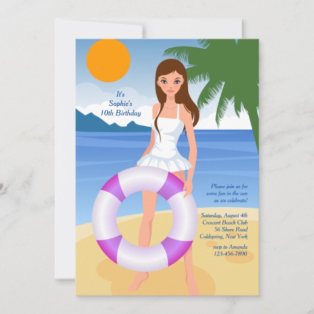 Girl On The Beach Invitation (Front)